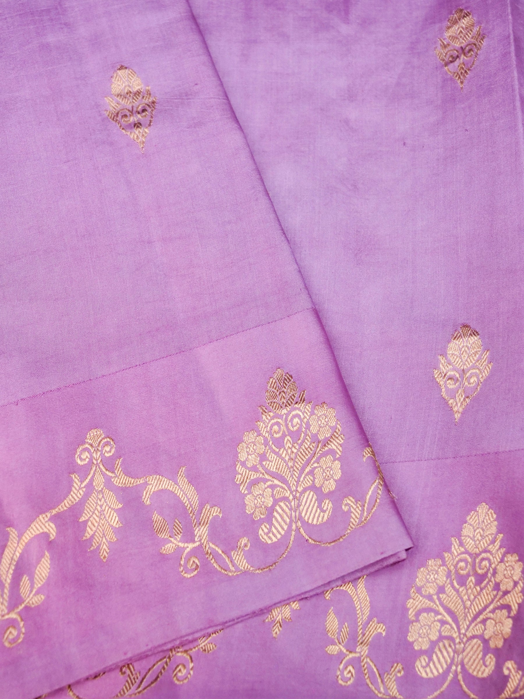 Banarasi Katan Silk Kadwa Handwoven Saree in Lilac - Khinkhwab