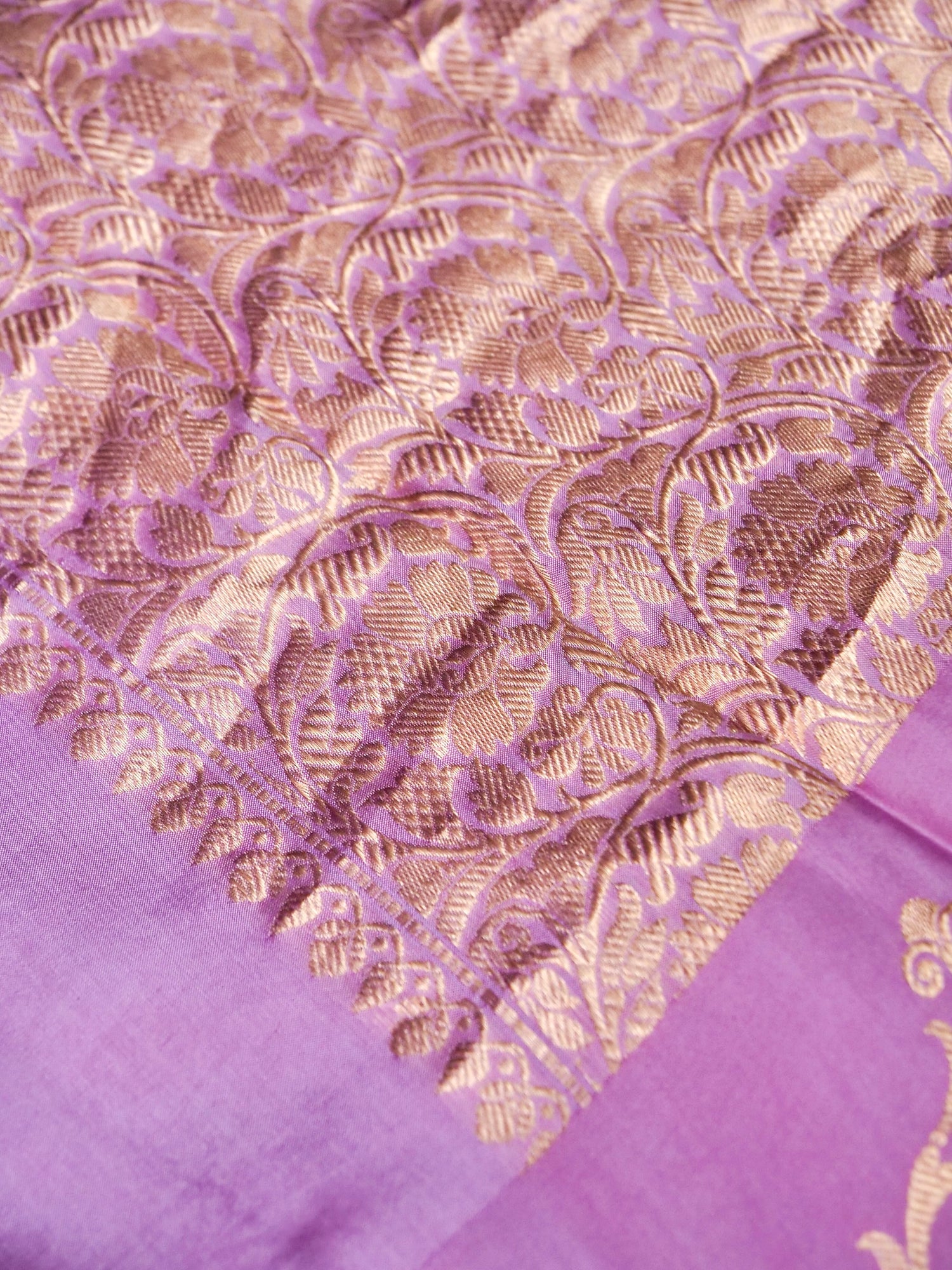 Banarasi Katan Silk Kadwa Handwoven Saree in Lilac - Khinkhwab