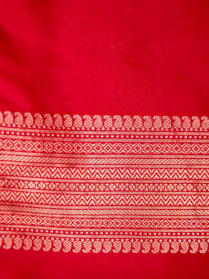 Banarasi Katan Silk Zari Tanchoi Handwoven Saree in Crimson Red - Khinkhwab