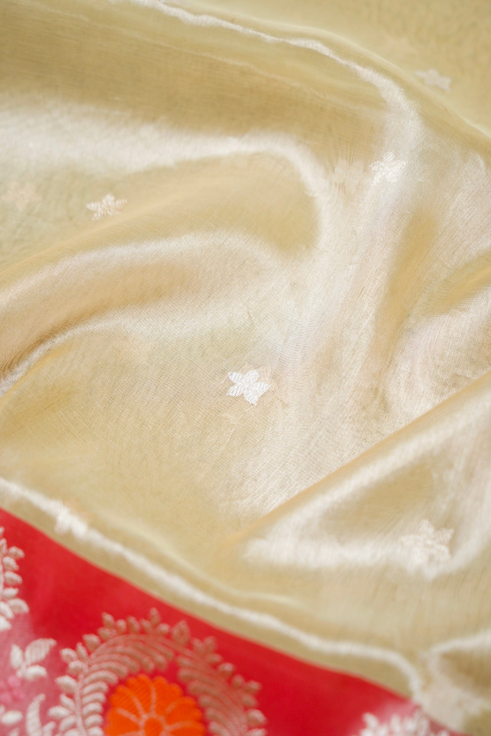 Banarasi Kora Tissue Kadwa Silk Border Handloom Saree | Ivory