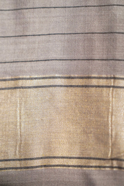 Banarasi Katan Silk Handwoven Saree in Mushroom Grey | Bulbul - Khinkhwab
