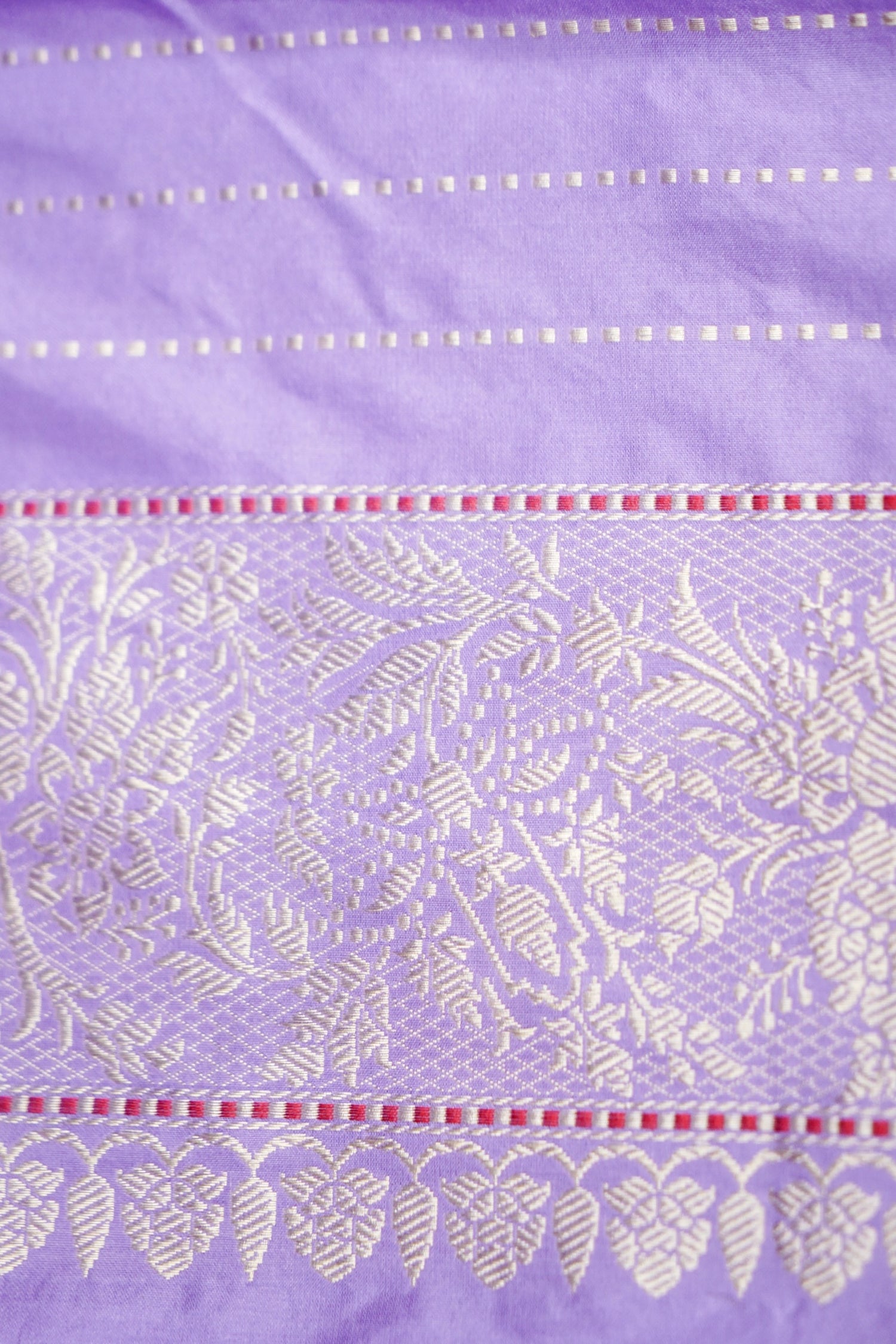 Banarasi Katan Silk Kadwa Jangla Handwoven Saree in Lilac Purple - Khinkhwab