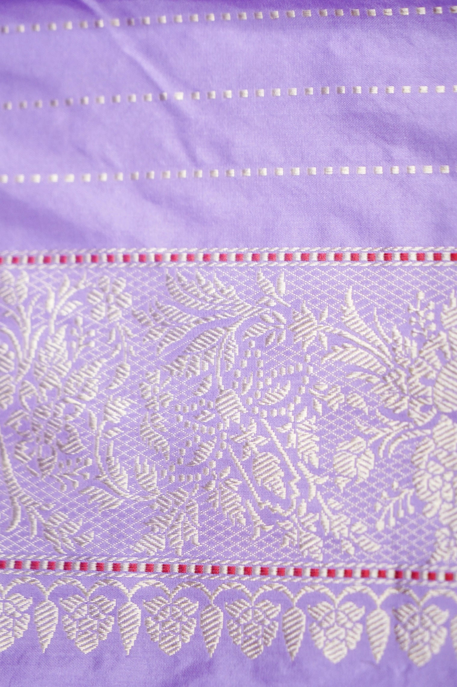 Banarasi Katan Silk Kadwa Jangla Handwoven Saree in Lilac Purple - Khinkhwab