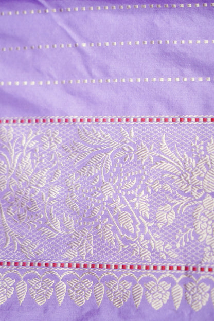 Banarasi Katan Silk Kadwa Jangla Handwoven Saree in Lilac Purple - Khinkhwab