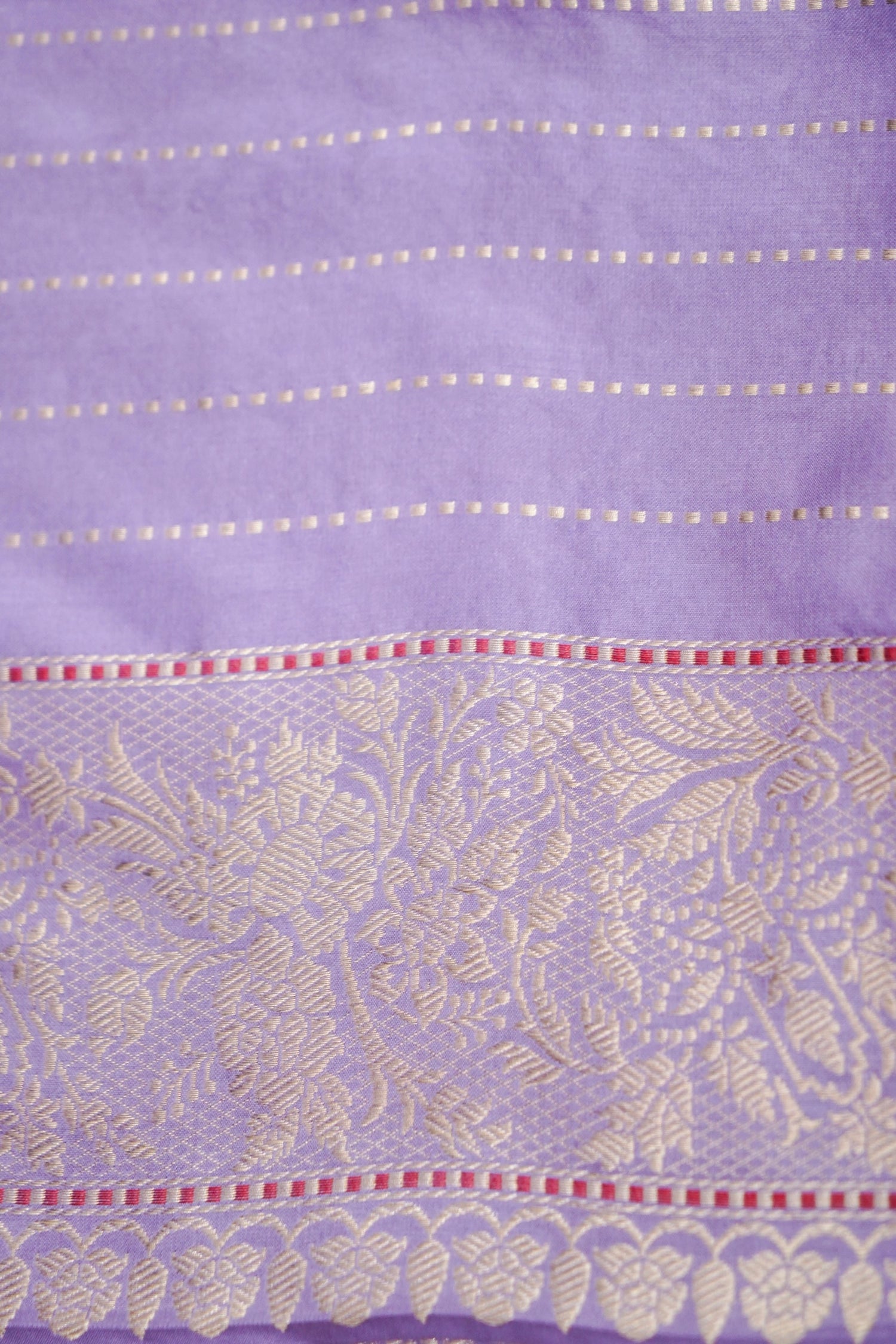 Banarasi Katan Silk Kadwa Jangla Handwoven Saree in Lavender Purple - Khinkhwab