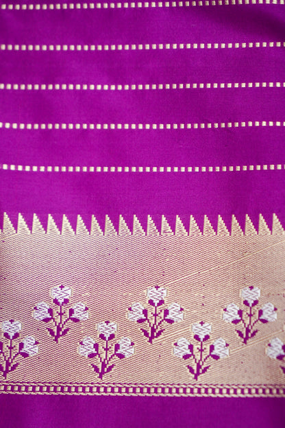 Banarasi Katan Silk Cutwork Handwoven Saree in Magenta Purple - Khinkhwab