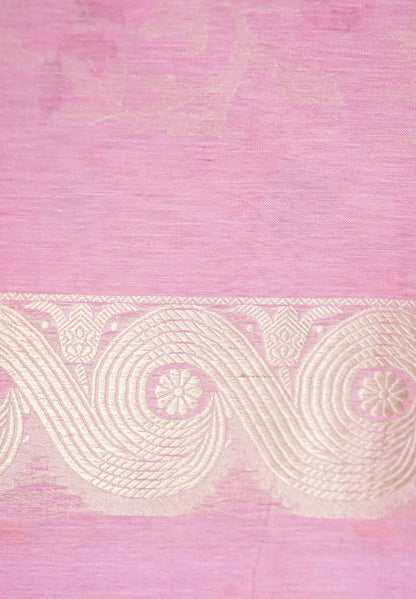 Banarasi Kora Silk Ektara Kadwa Meenakari Handwoven Saree in Rose Pink - Khinkhwab