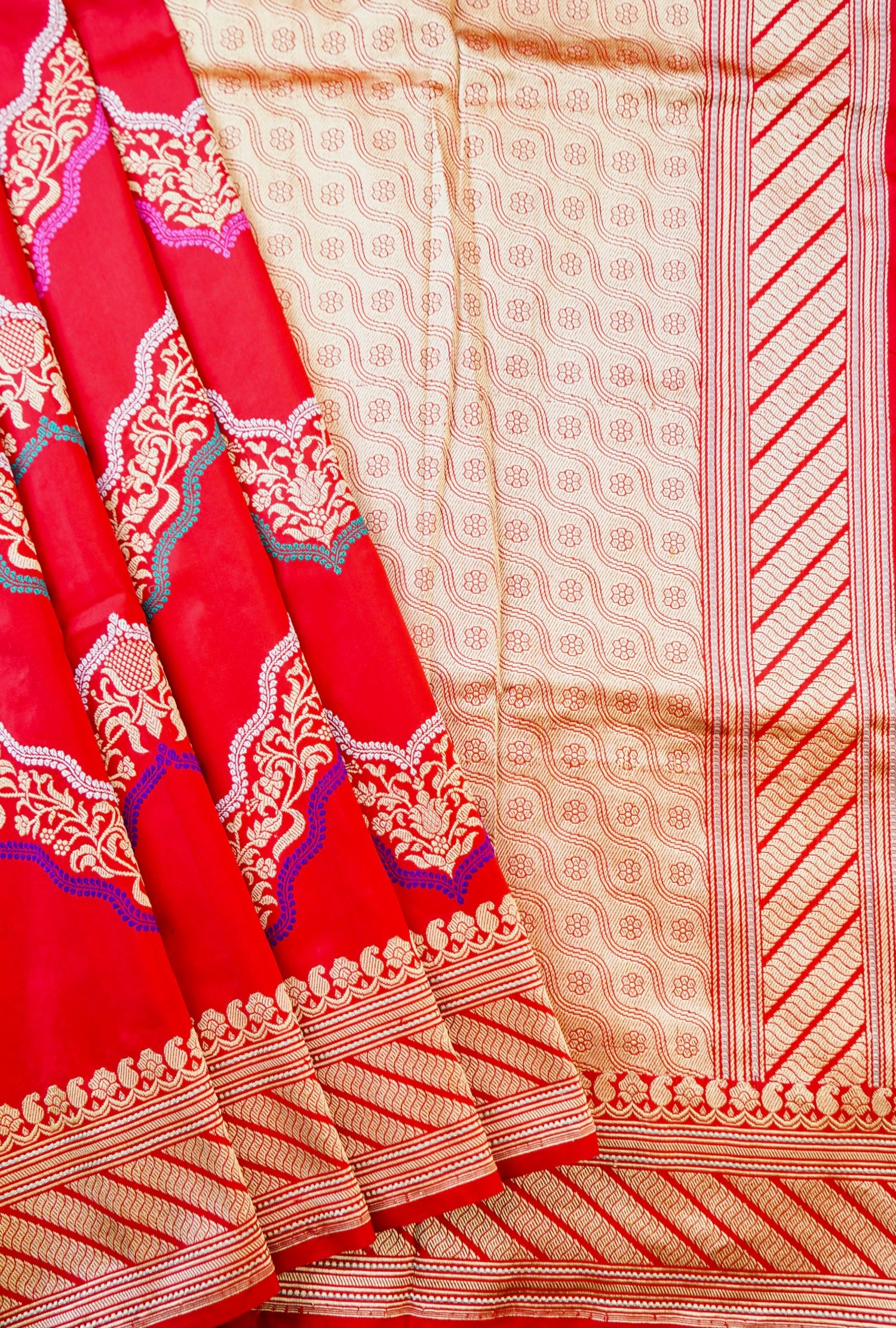 Handwoven Banarasi Silk Kadwa Zig Zag Saree