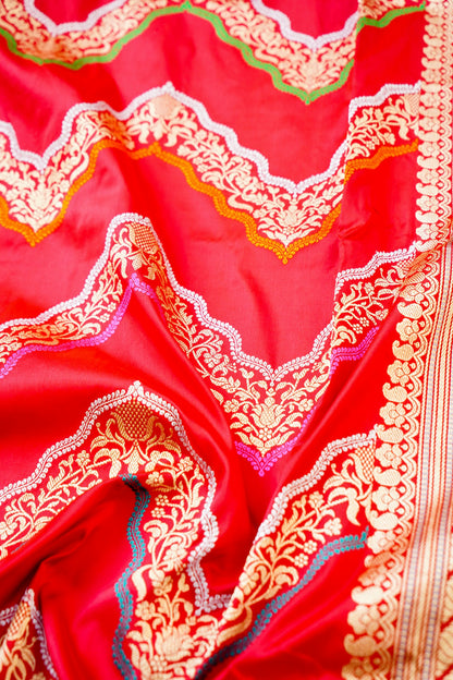 Handwoven Banarasi Silk Kadwa Zig Zag Saree