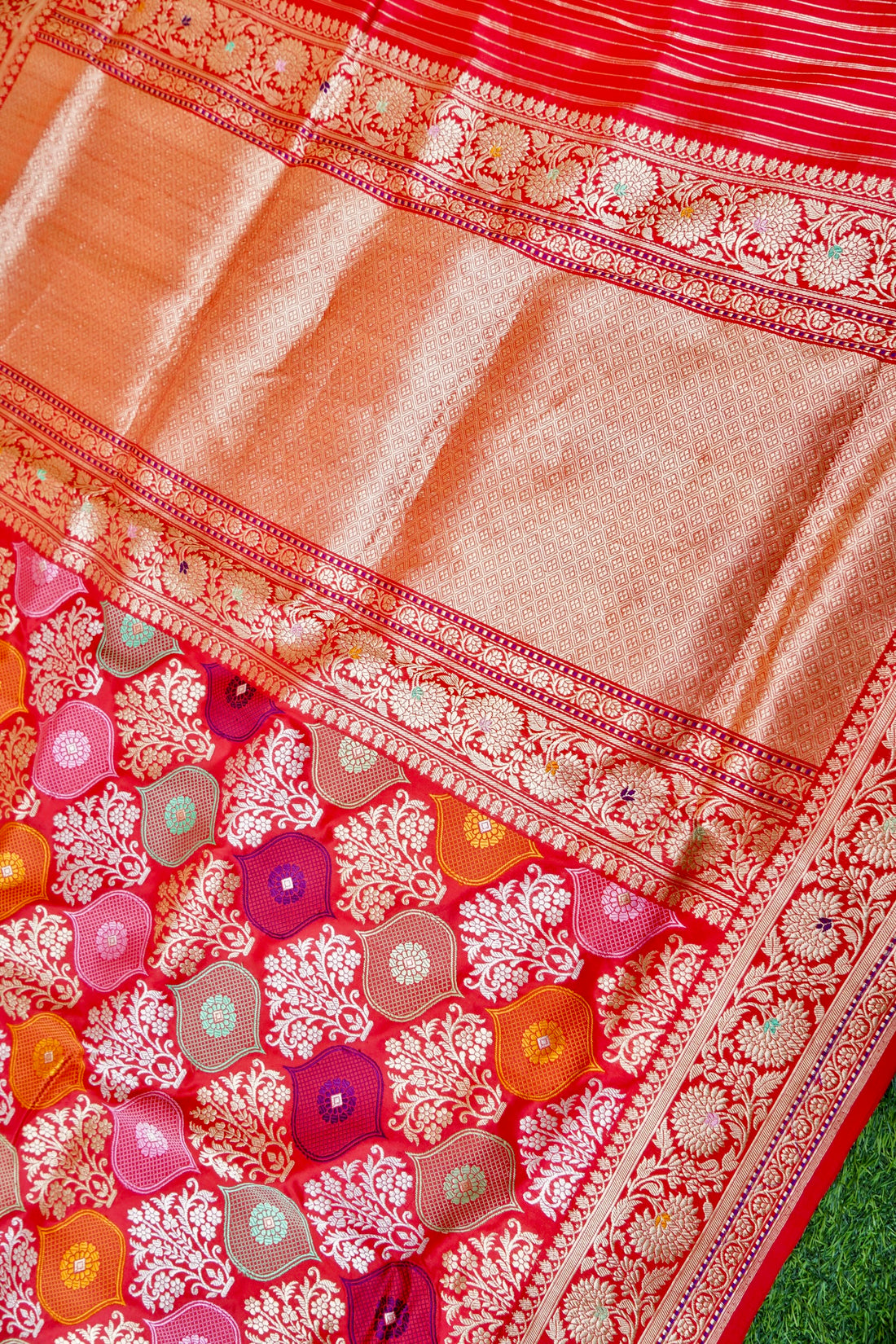 Banarasi Katan Silk Kadwa Meenakari Handloom Saree | Red
