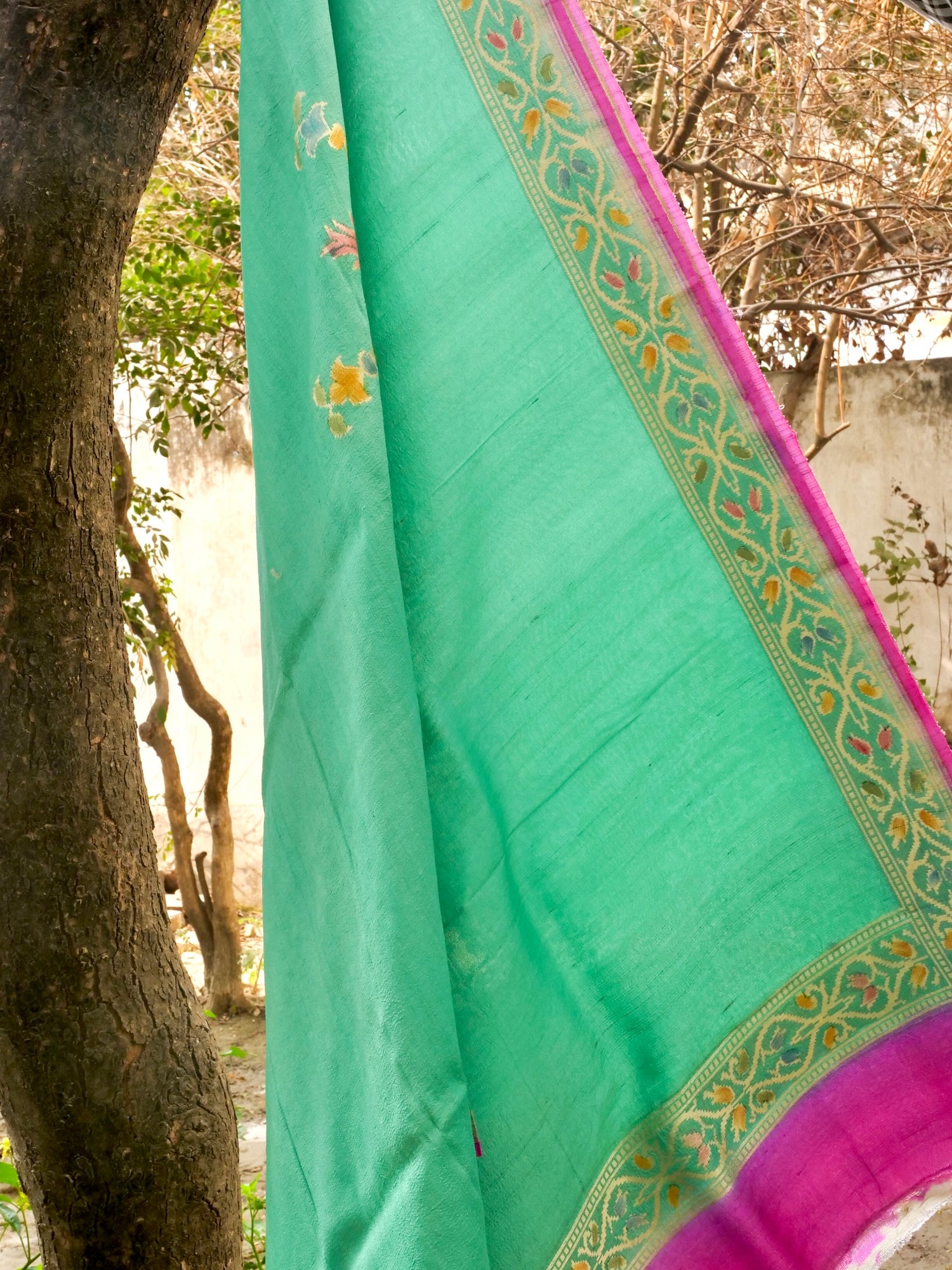 Pure Tussar Georgette Handloom Banarasi Turkish Dupatta - Khinkhwab