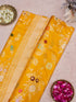 Banarasi Katan Silk Kadwa Jangla Handwoven Saree in Marigold Yellow - Khinkhwab
