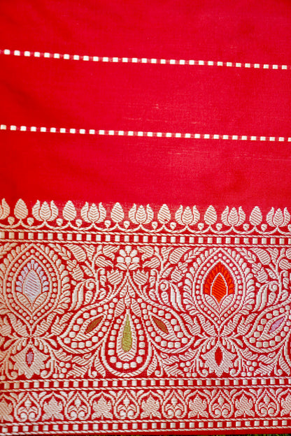 Banarasi Katan Silk Kadwa Tanchoi Handloom Saree | Red - Khinkhwab