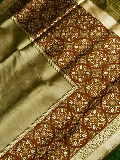 Banarasi Katan Silk Tissue Tilfi Skirt Handloom Saree | Antique Gold - Khinkhwab
