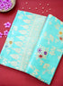 Banarasi Katan Silk Kadwa Handloom Saree in Turquoise - Khinkhwab