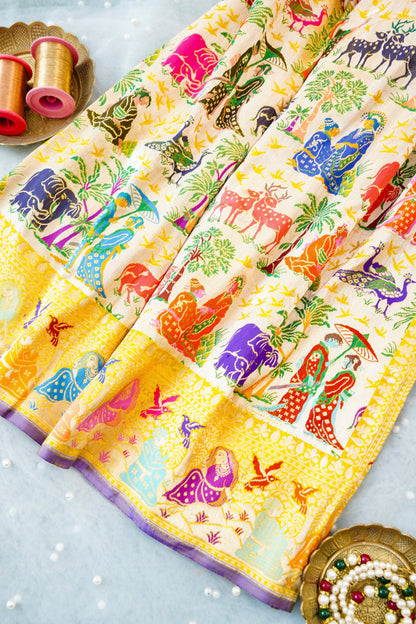 Handwoven Banarasi Katan Silk Kadwa Shikargah Saree