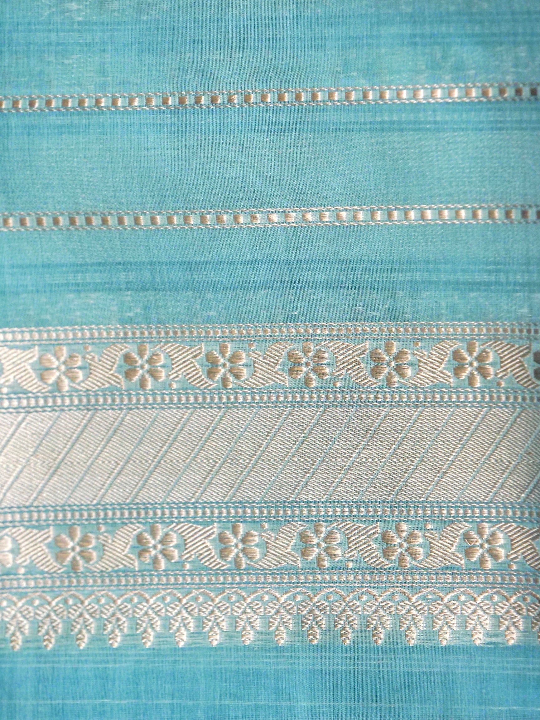 Banarasi Organza Kadwa Jangla Handwoven Saree in Sky Blue - Khinkhwab