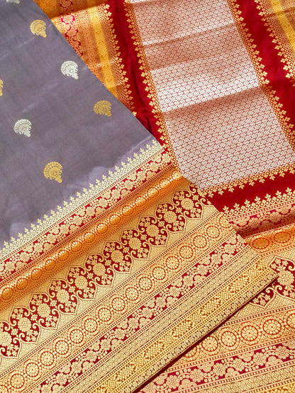 Banarasi Katan Silk Kadwa Skirt Border Handloom Saree | Lavender - Khinkhwab