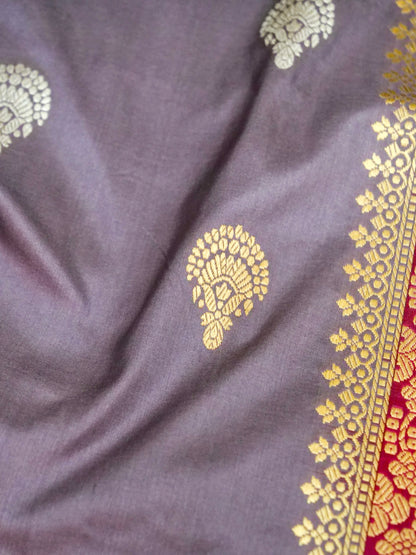 Banarasi Katan Silk Kadwa Skirt Border Handloom Saree | Lavender - Khinkhwab