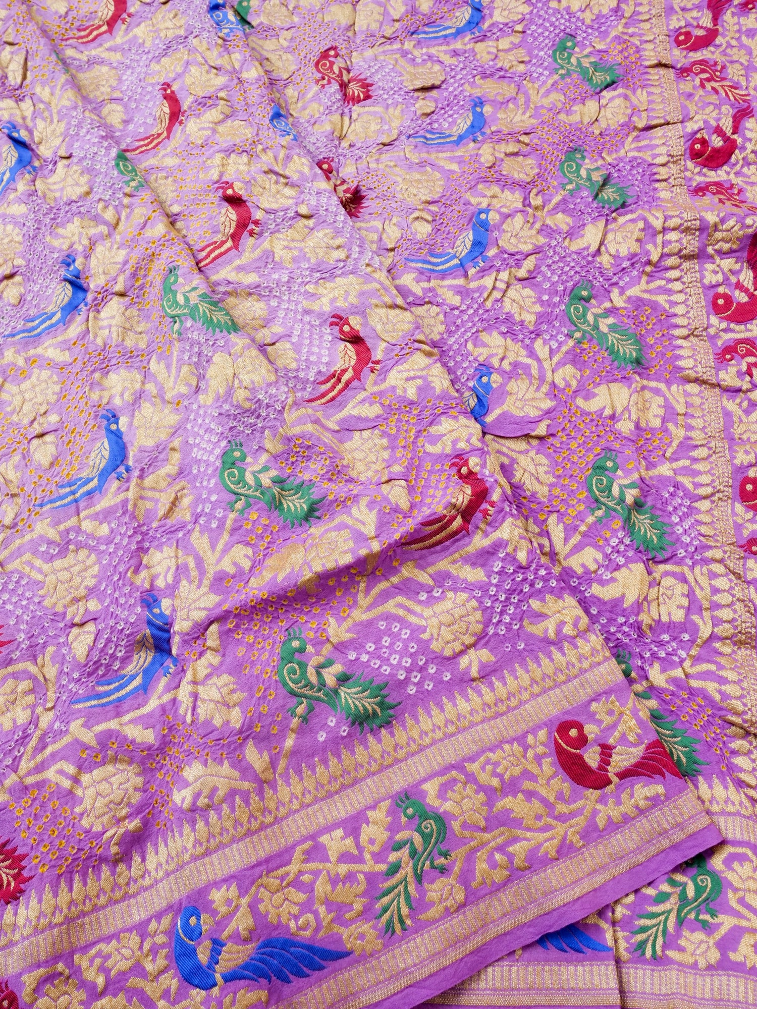 Banarasi Georgette Bandhani Birds Dupatta - Khinkhwab