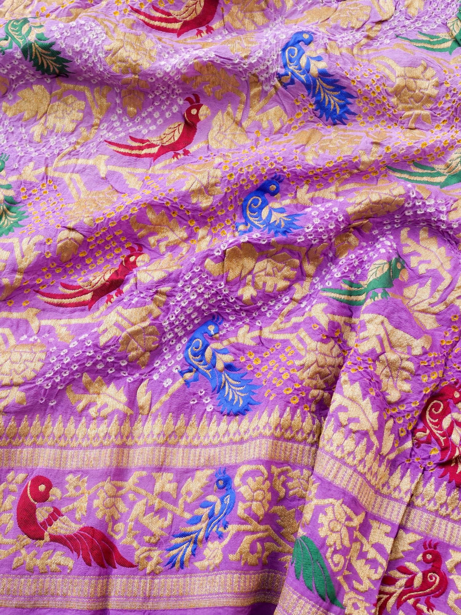 Banarasi Georgette Bandhani Birds Dupatta - Khinkhwab
