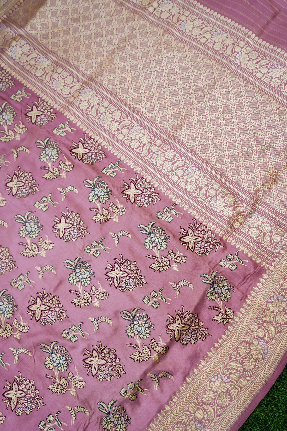 Banarasi Katan Silk Kadwa Handloom Saree in Dusty Rose - Khinkhwab