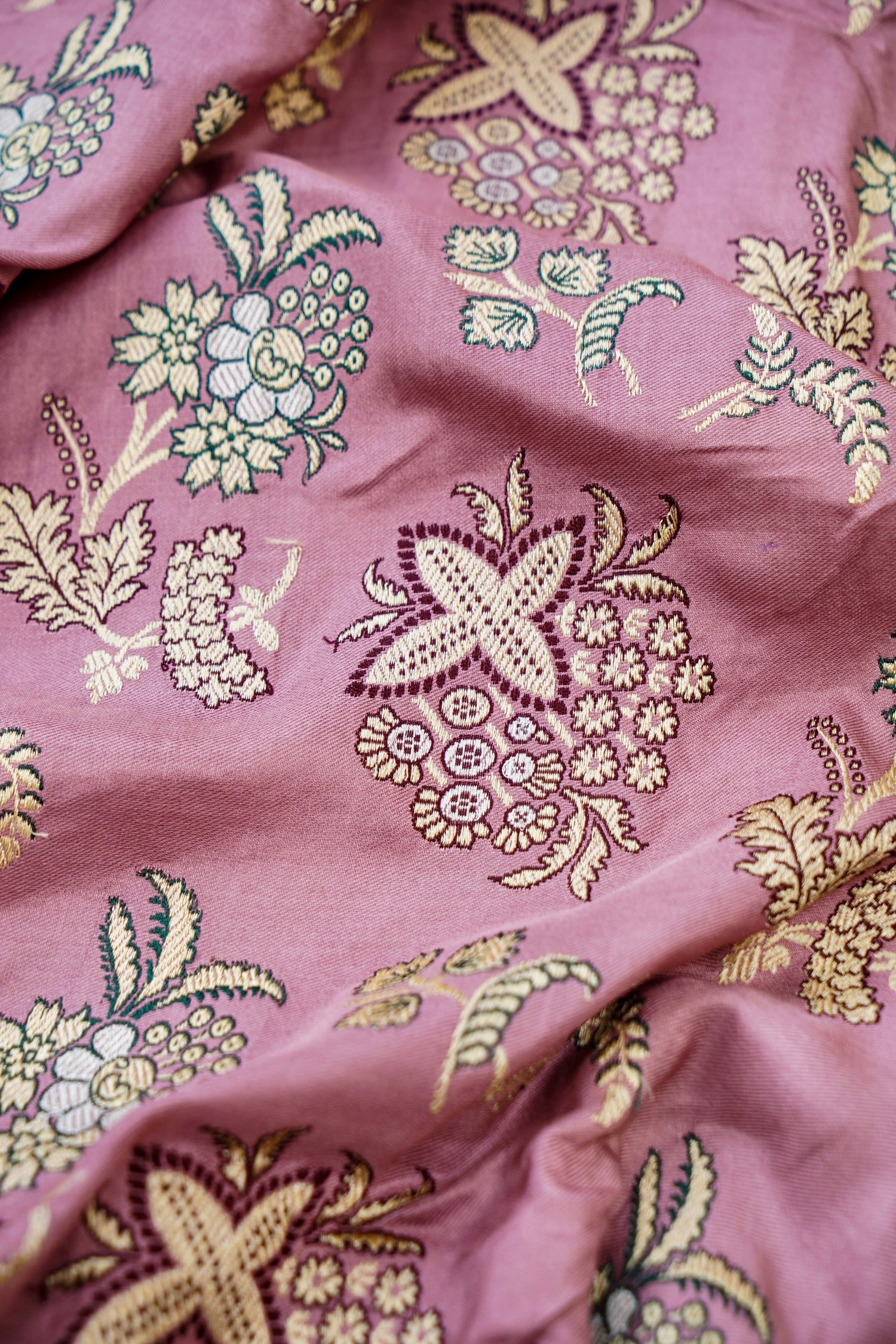 Banarasi Katan Silk Kadwa Handloom Saree in Dusty Rose - Khinkhwab
