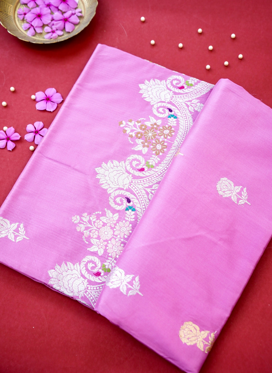 Banarasi Katan Silk Kadwa Handloom Saree in Fuchsia Pink - Khinkhwab