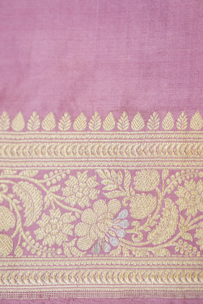 Banarasi Katan Silk Kadwa Handloom Saree in Dusty Rose - Khinkhwab