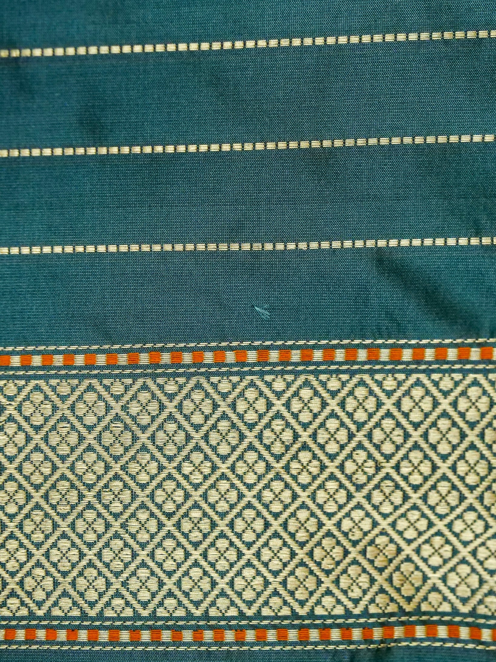 Banarasi Katan Silk Kadwa Tilfi Border Handloom Saree | Teal - Khinkhwab