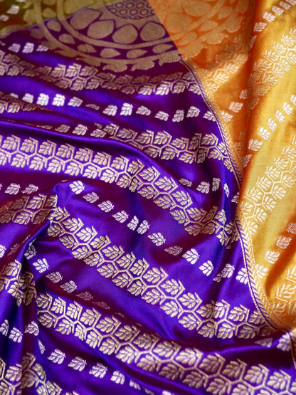 Chauki Rangkat | Handloom Banarasi Pure Cotton Kora Saree in White
