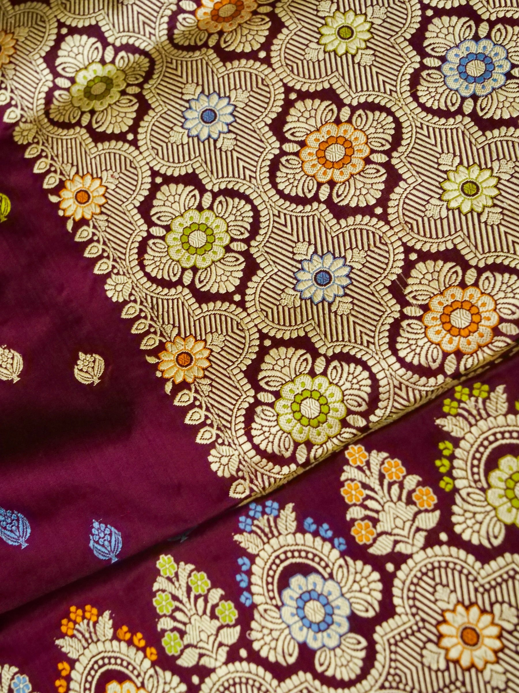 Banarasi Katan Silk Meenakari Border Handloom Saree | Wine - Khinkhwab