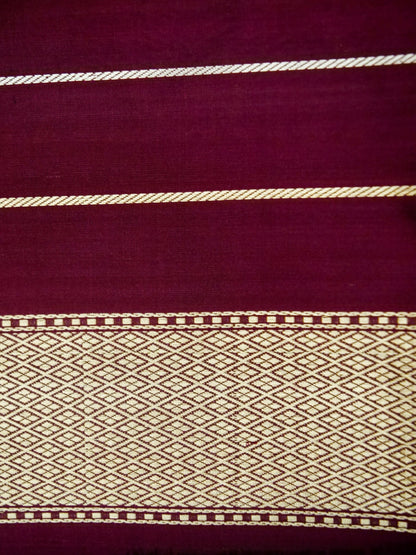 Banarasi Katan Silk Meenakari Border Handloom Saree | Wine - Khinkhwab