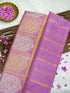 Banarasi Kora Silk Kadwa Stripe Handloom Saree | Lavender - Khinkhwab