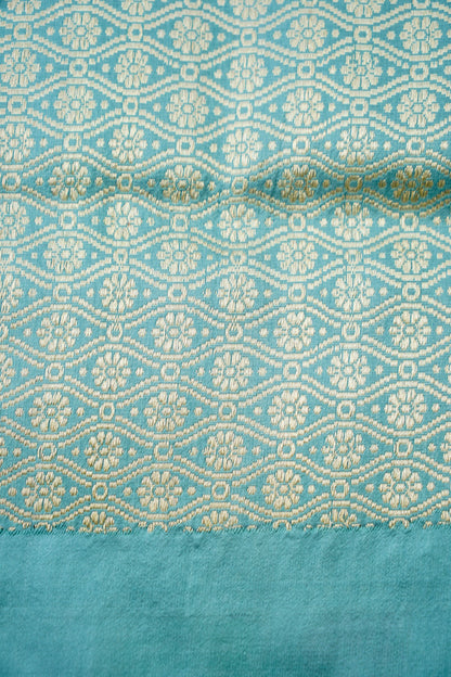 Banarasi Katan Silk Kadwa Handloom Saree in Sky Blue - Khinkhwab