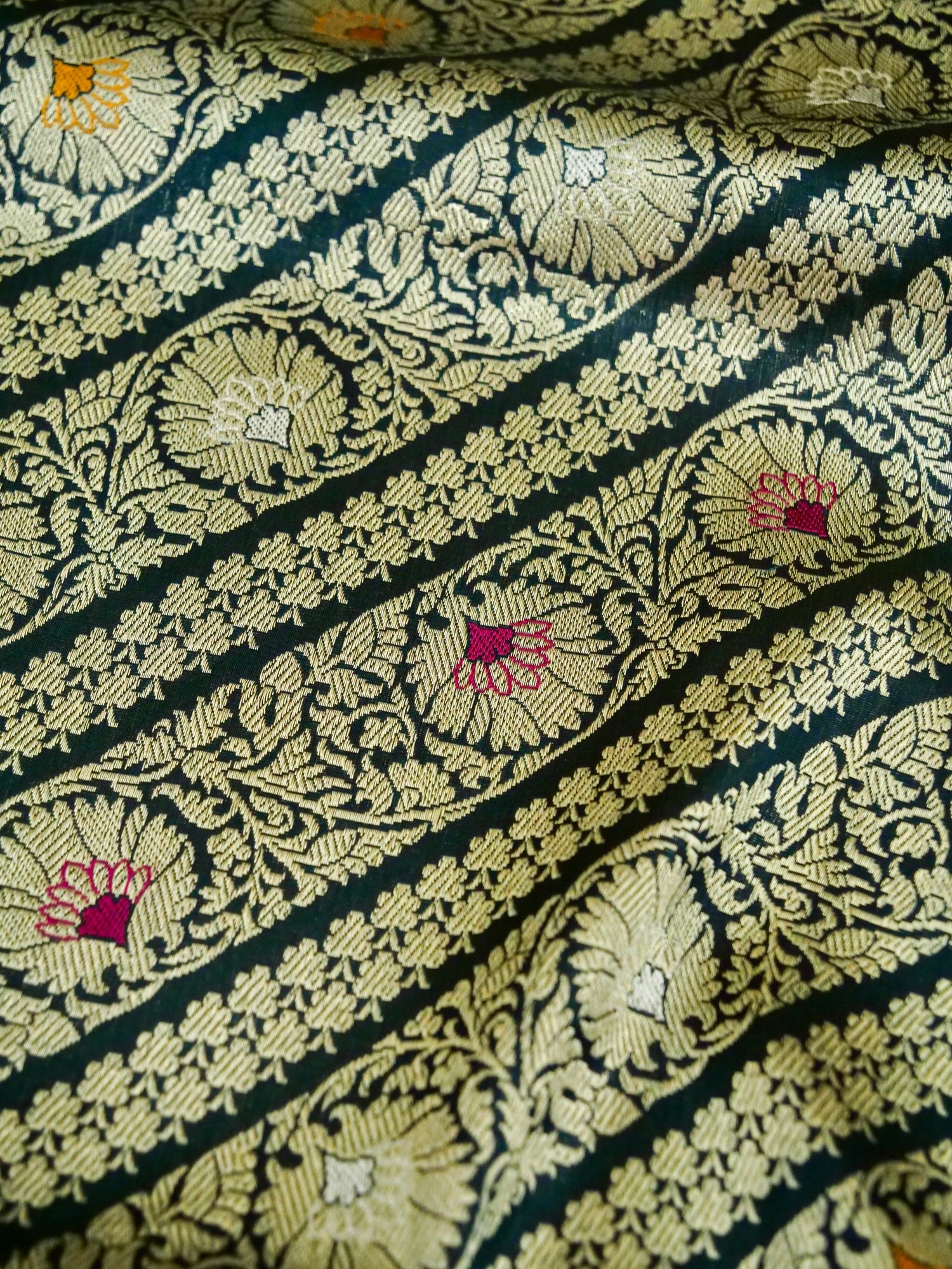 Banarasi Katan Silk Zari Tanchoi Handloom Saree | Teal - Khinkhwab