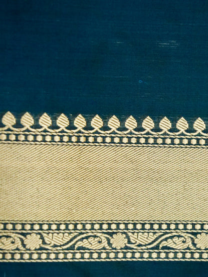 Banarasi Katan Silk Zari Tanchoi Handloom Saree | Teal - Khinkhwab