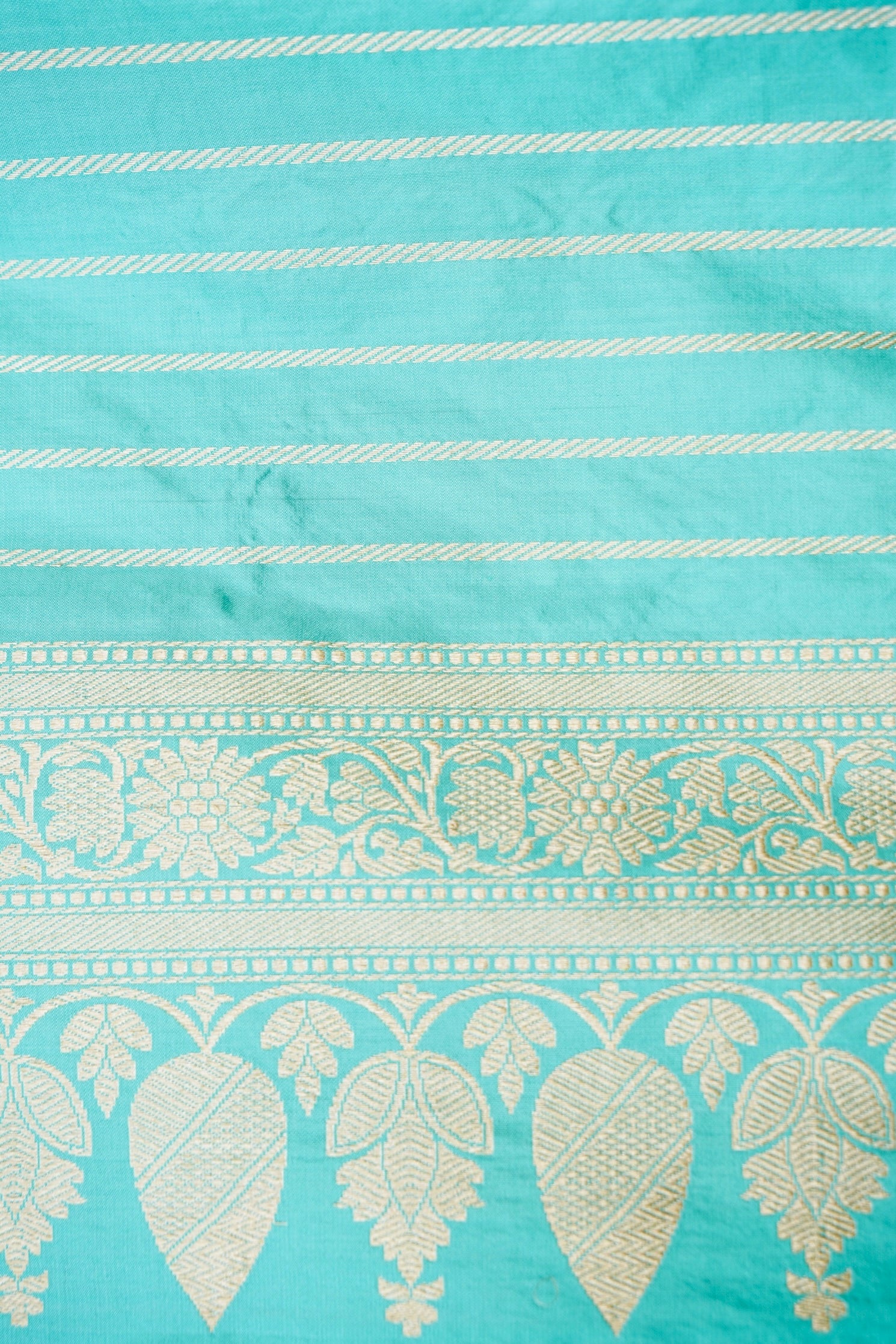 Banarasi Katan Silk Kadwa Handloom Saree in Turquoise - Khinkhwab