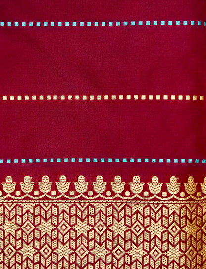 Banarasi Katan Silk Double Tani Alfi Skirt Handloom Saree | Teal - Khinkhwab