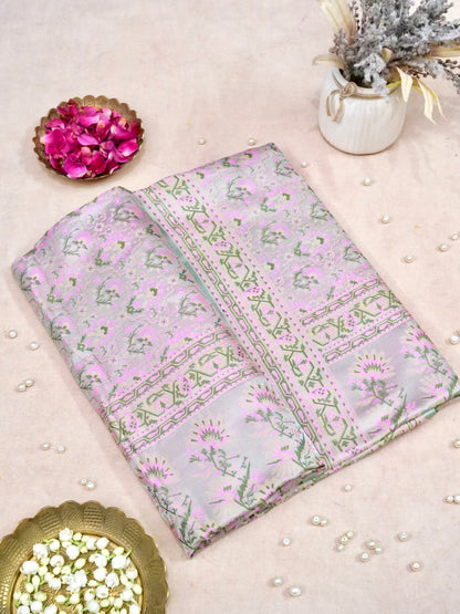Banarasi Katan Silk Resham Tanchoi Handwoven Saree in Powder Pink