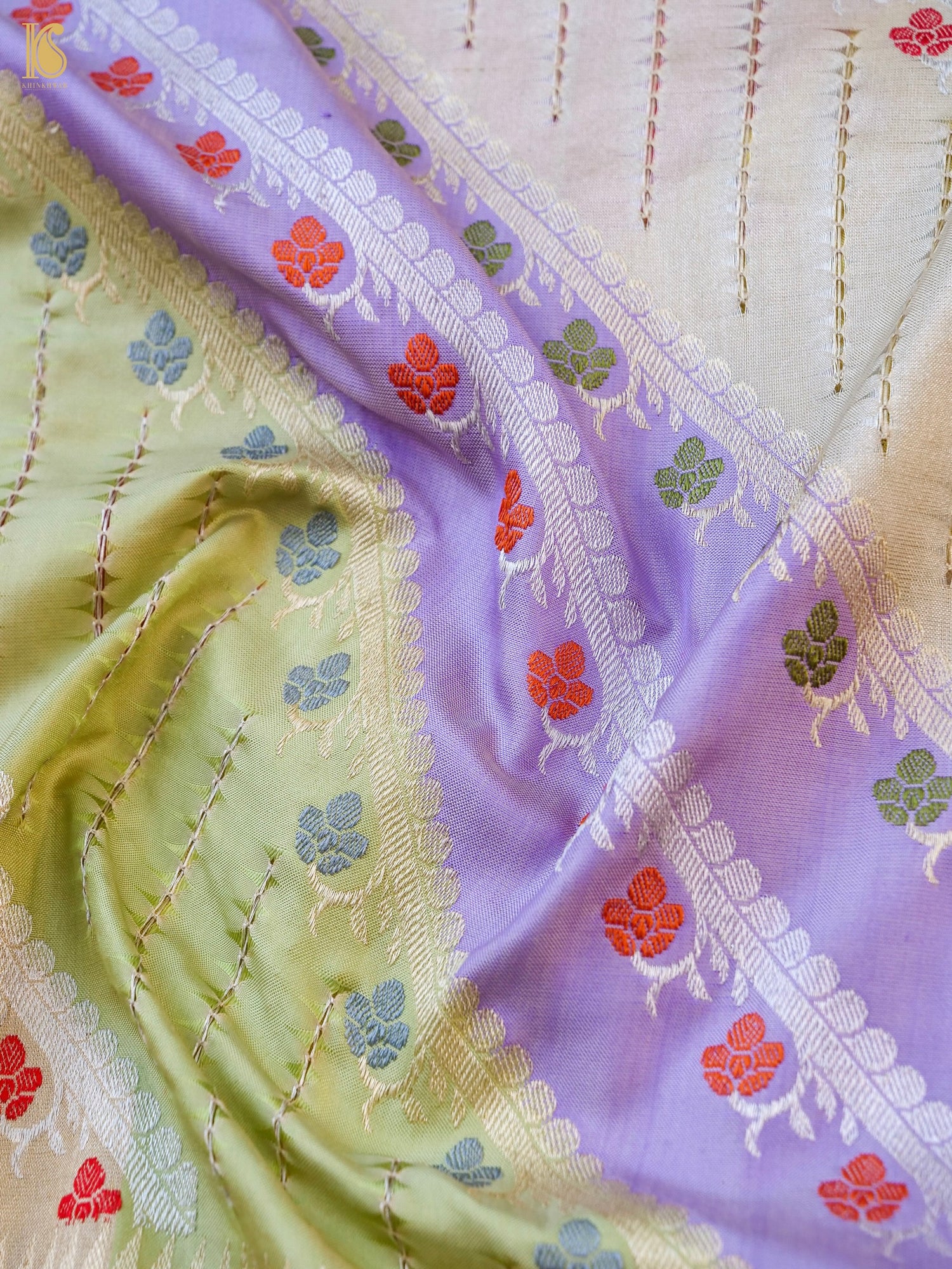 Handloom Banarasi Katan Silk Rangkat Pastel Saree