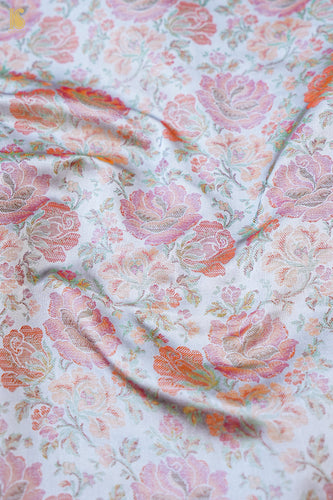 Handloom Banarasi Tanchoi Silk Rose Fabric