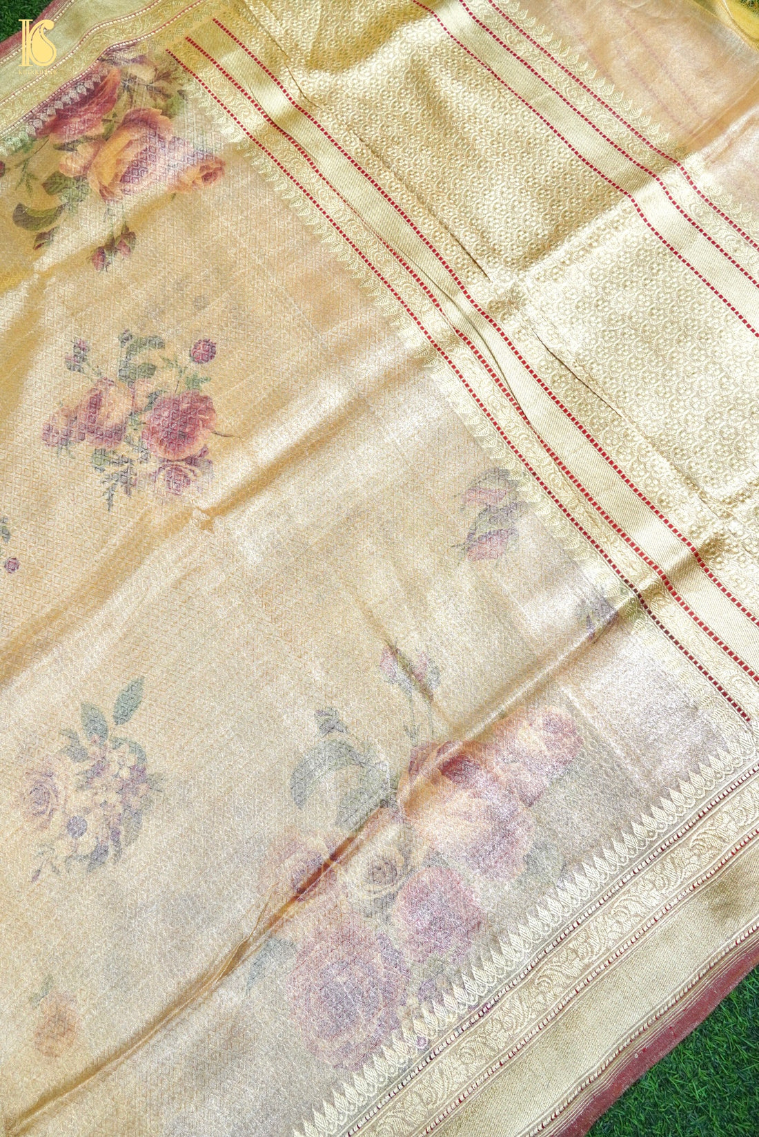 Handloom Banarasi Tissue Silk Tanchoi Print Saree