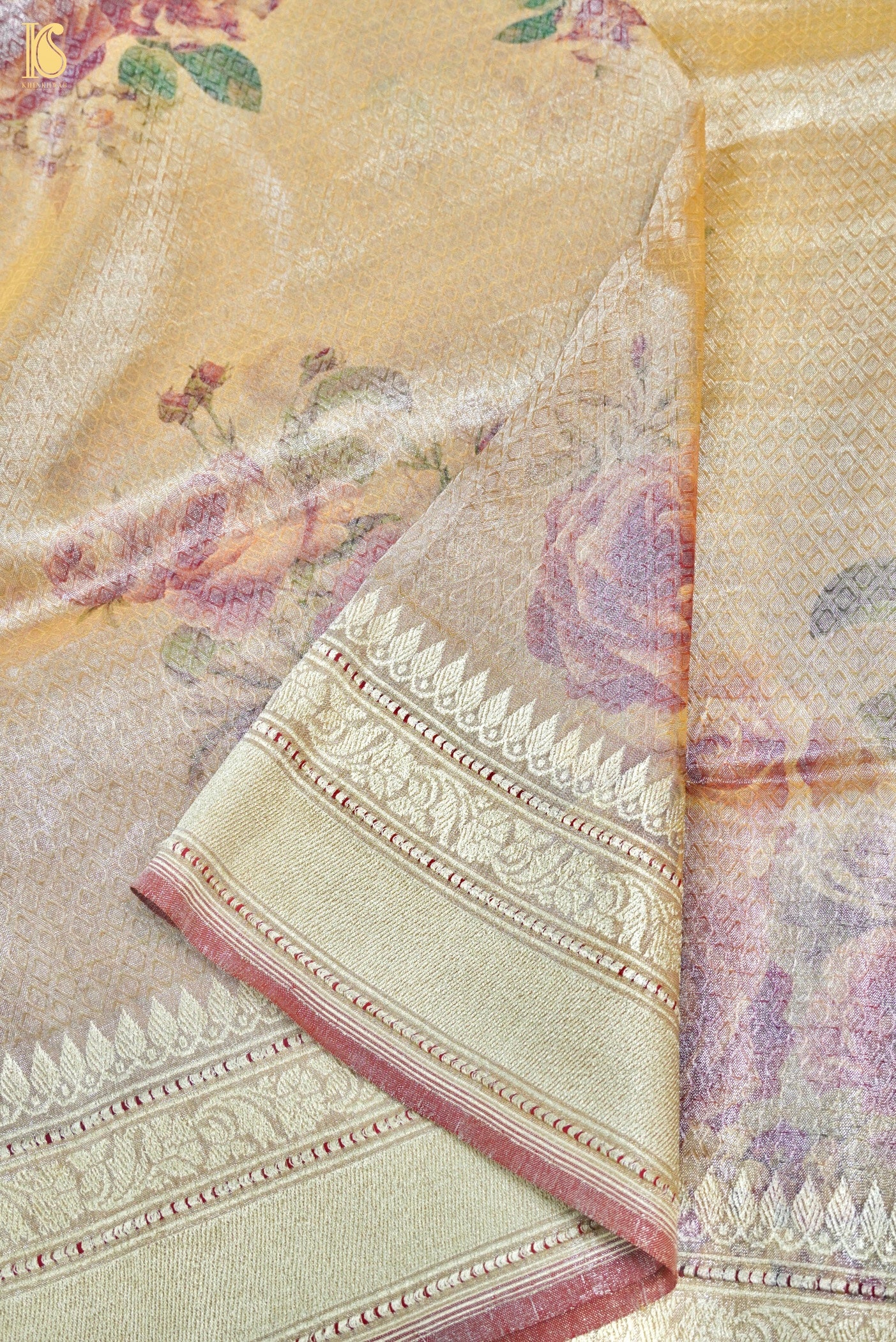 Handloom Banarasi Tissue Silk Tanchoi Print Saree