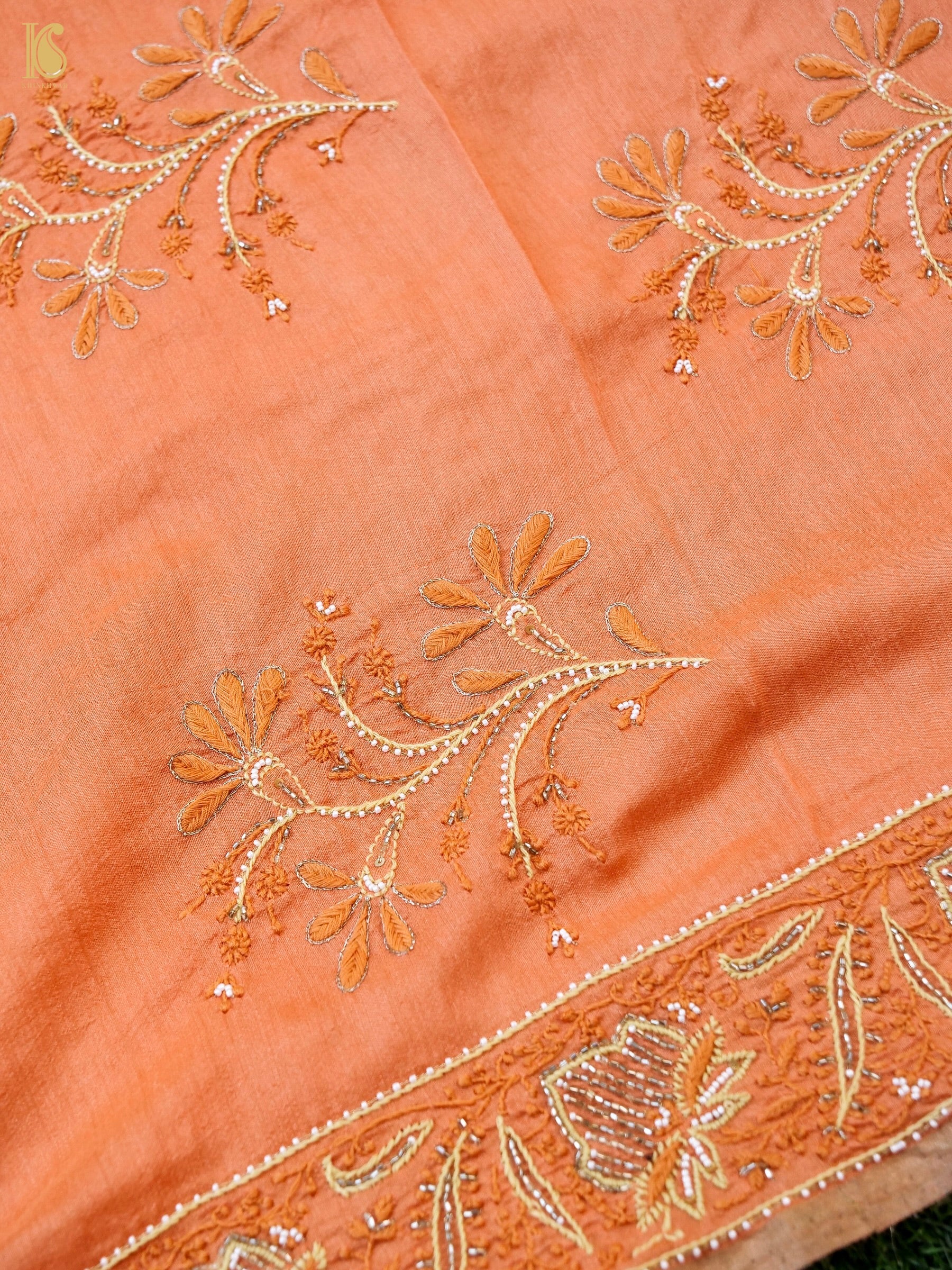 Chikankari Moonga Tussar Silk Saree