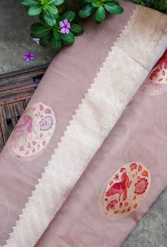 Handloom Banarasi Kora Silk Kadwa Meenakari Saree
