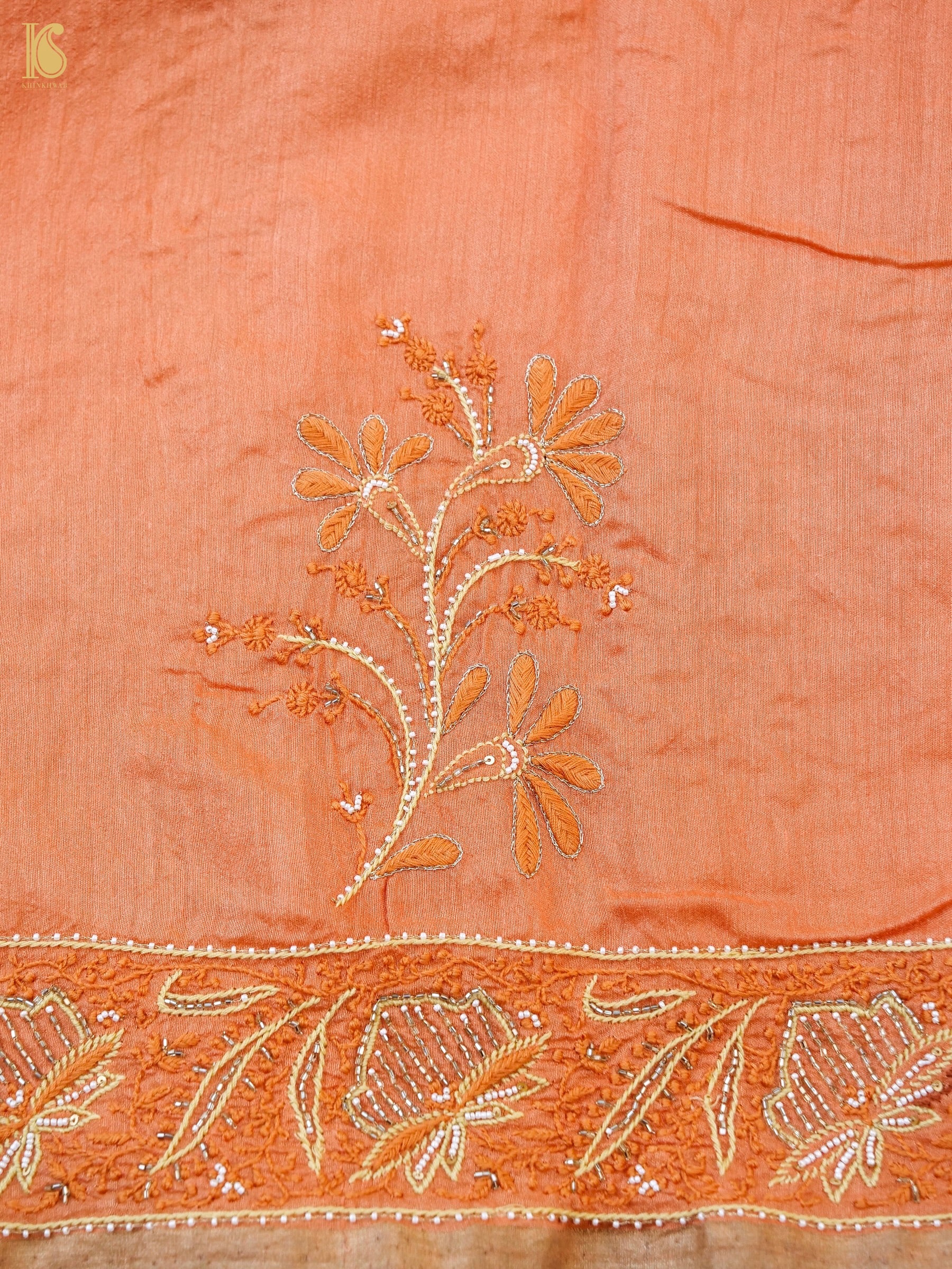 Chikankari Moonga Tussar Silk Saree