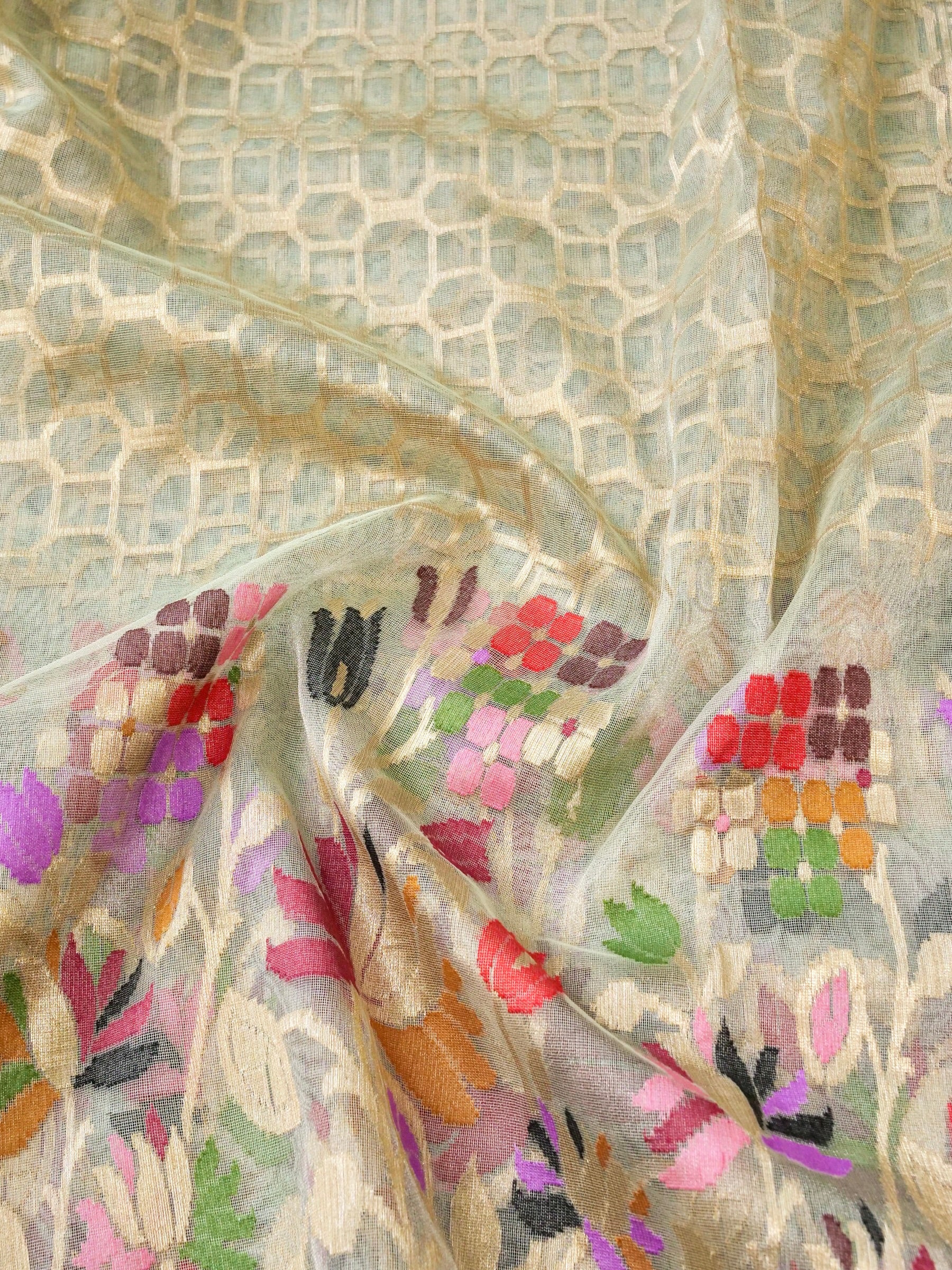 Pure Banarasi Tissue Net Ektara Saree