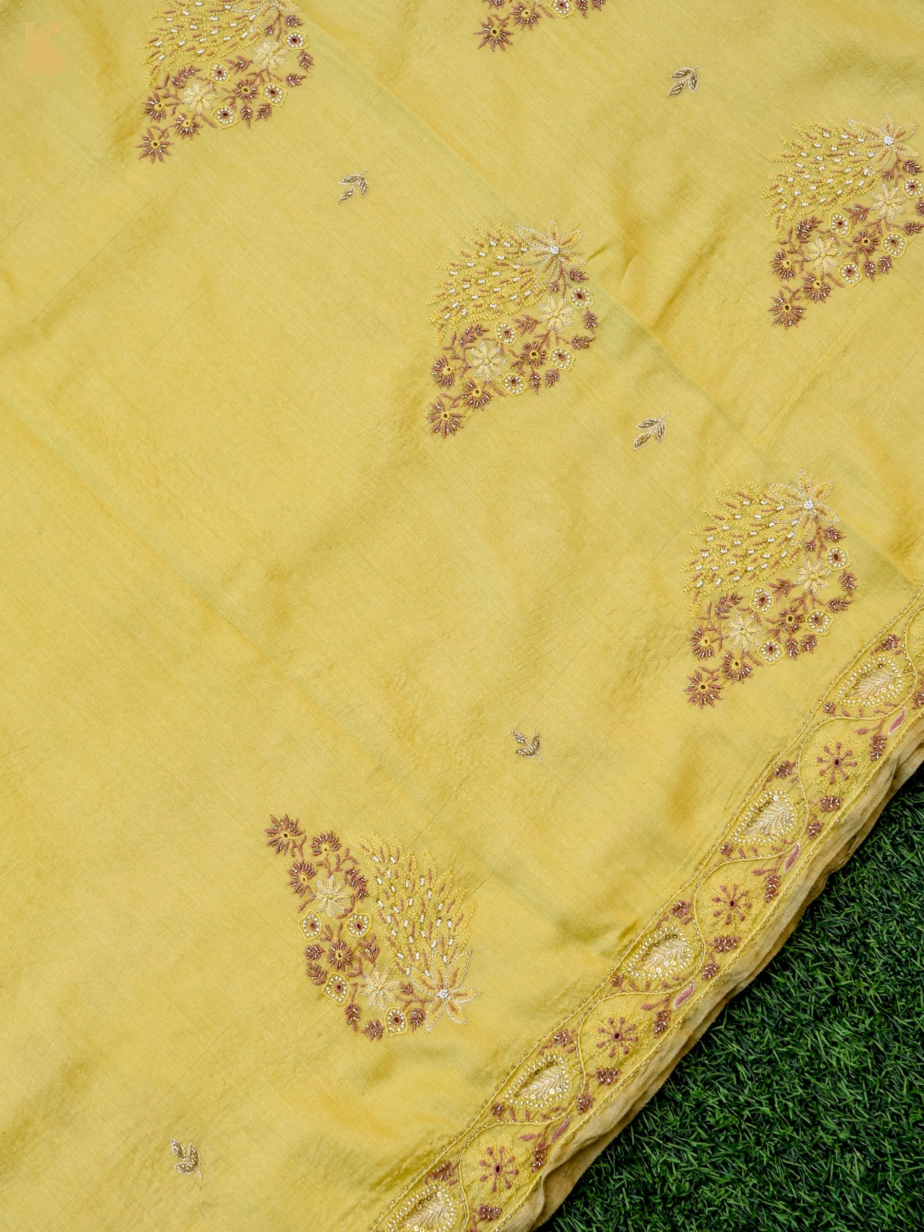 Chikankari Moonga Tussar Silk Saree