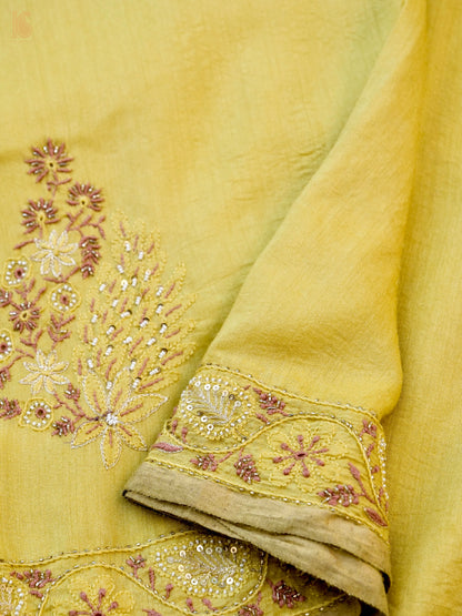 Chikankari Moonga Tussar Silk Saree